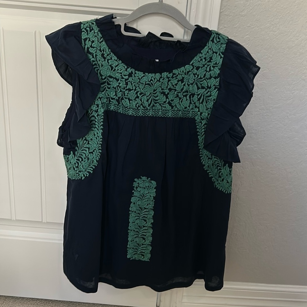 J Marie navy and green top size s